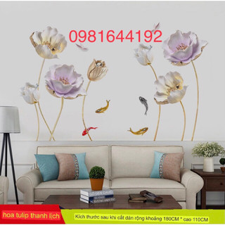 Decal Dán Tường, Sticker Dán Tường Hoa Tulip Thanh Lịch Decor Phòng Khách