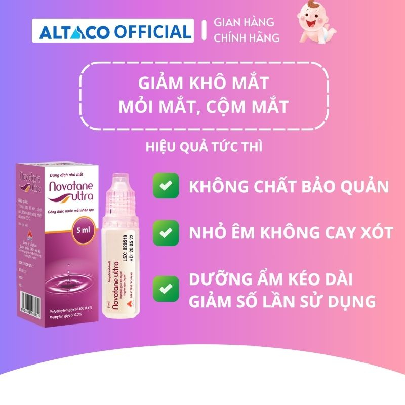 Nước Mắt Nhân Tạo NOVOTANE Ultra - Giảm Khô Mắt, Mỏi Mắt, Mờ Mắt, Cận Thị