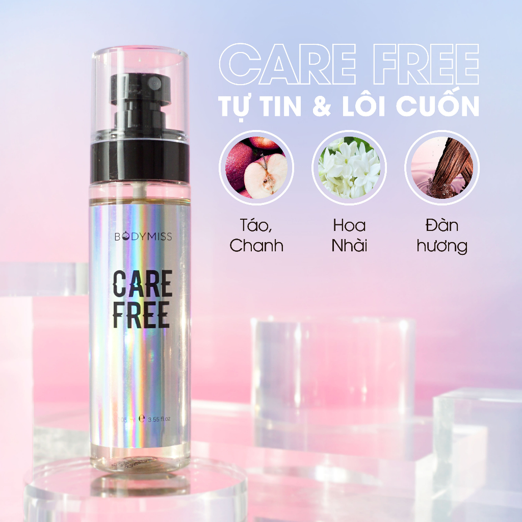 Bodymist Cho Nữ Care Free Ngọt Ngào Hương Vani Dịu Dàng, Nữ Hẹn Hò, Dự Tiệc BODYMISS 105ml