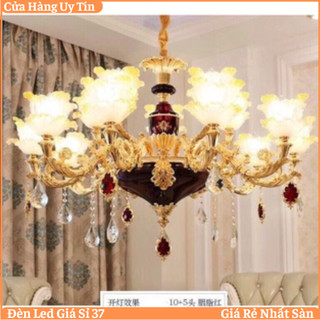Đèn chùm  trang trí nội thất  phong cách Châu Âu hiện đại loại 15 tay - Tặng kèm bóng LED cao cấp