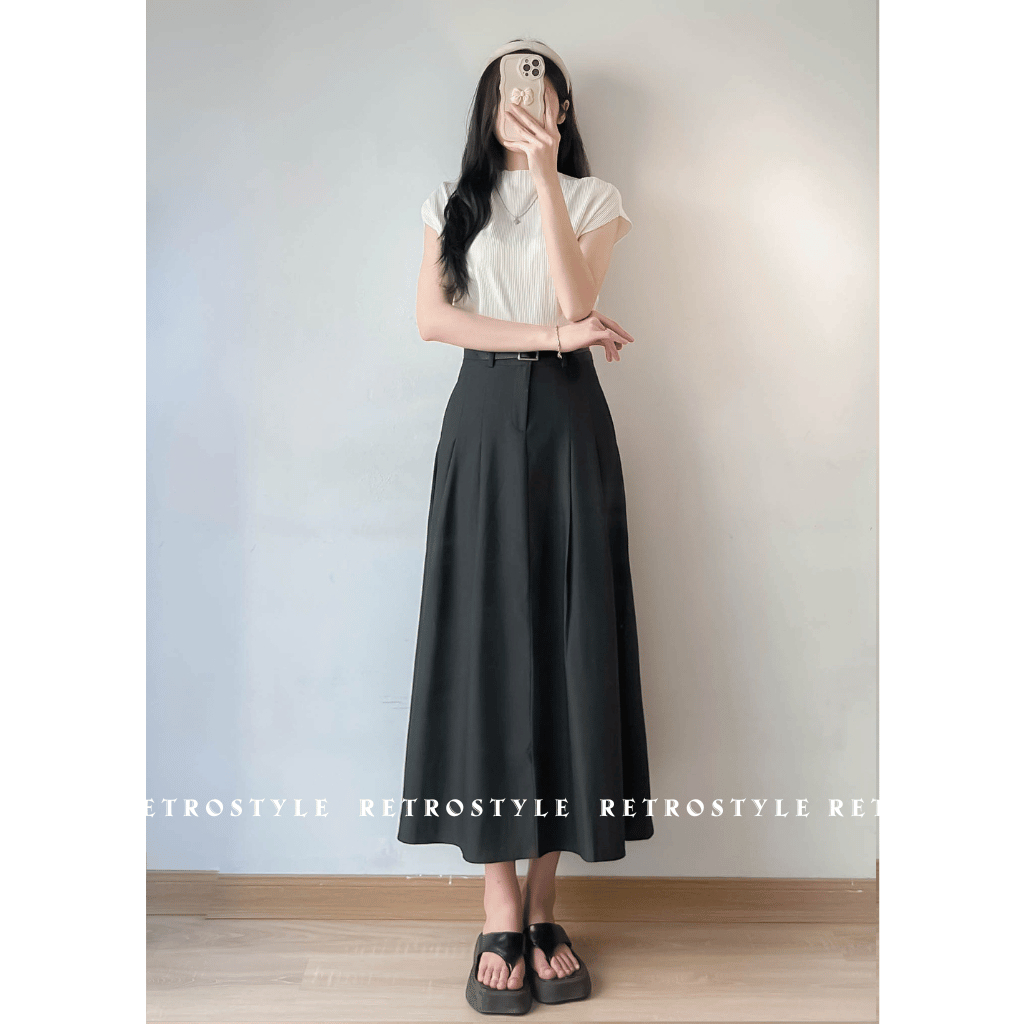 Chân váy chữ a dài Ellyz , chân váy chữ a kiểu dáng hàn quốc dáng dài Cv6906/p6k3
