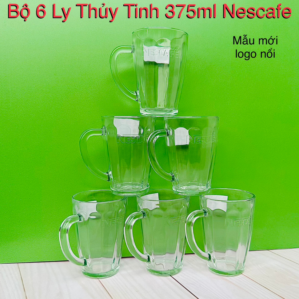 Bộ 6 Ly Thủy Tinh Uống Bia Có Quai 375ML – NESCAFE