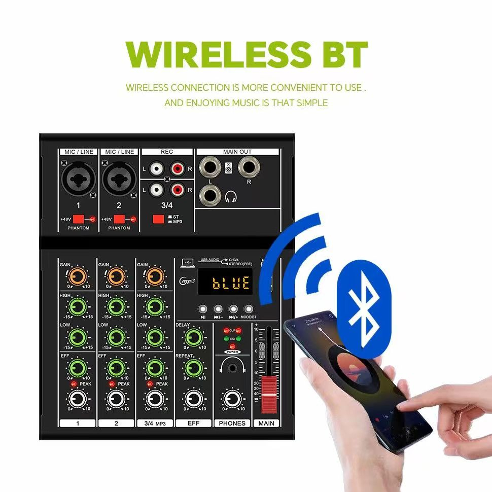 Bàn trộn âm thanh mixer USB 5.0 BLUETOOTH cao cấp chuyên nghiệp karaoke gia đình trong trẻo