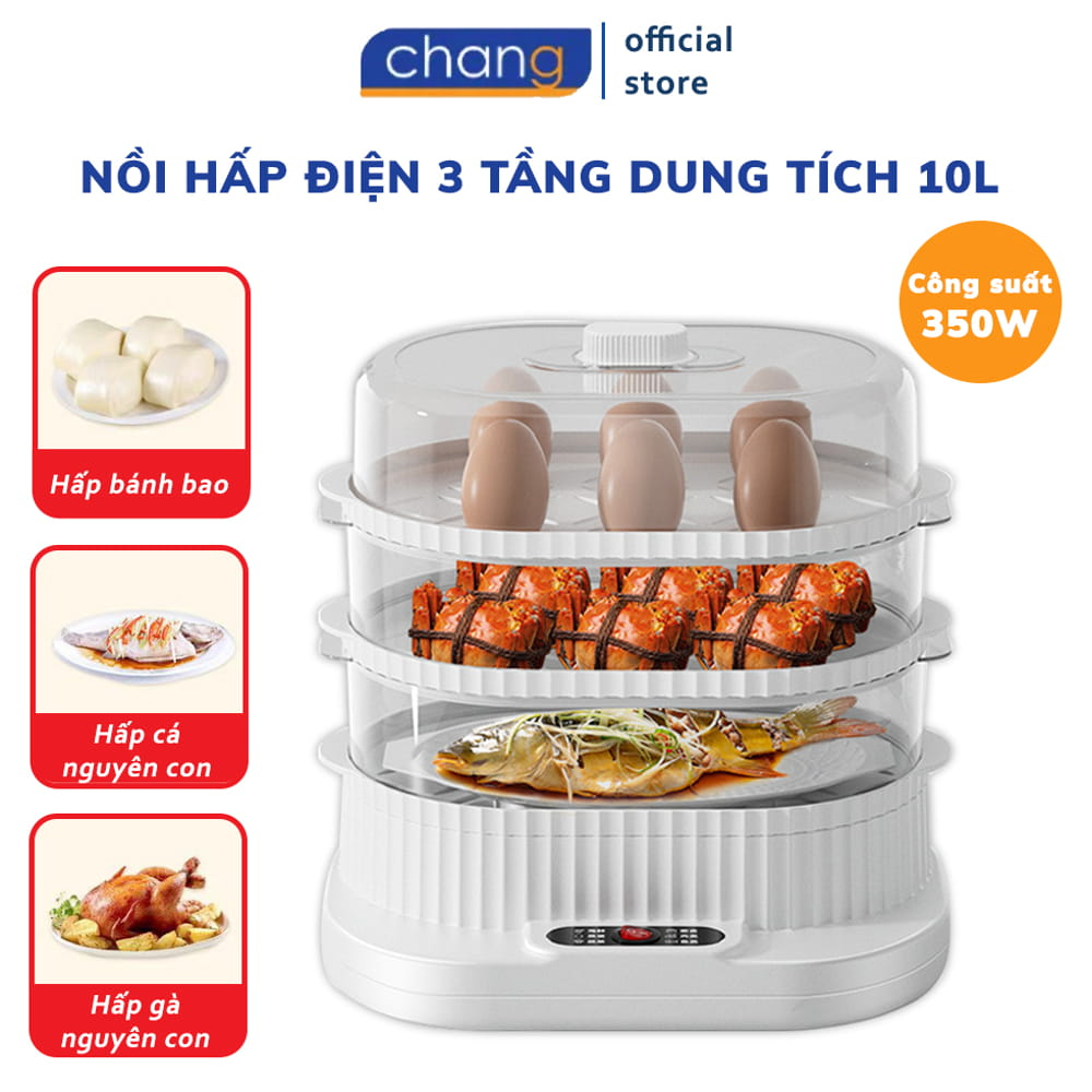 Nồi Hấp Điện 3 Tầng Công Suất Lớn, Nồi Hấp Cách Thuỷ Dung Tích 10L, Tiện Dụng Tiết Kiệm Thời Gian Cho Mọi Gia Đinh