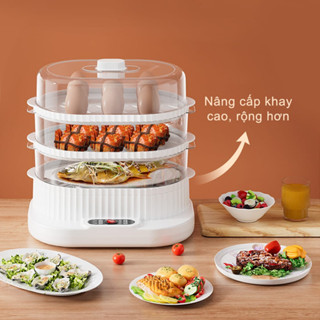 Nồi Hấp Điện 3 Tầng Công Suất Lớn, Nồi Hấp Cách Thuỷ Dung Tích 10L, Tiện Dụng Tiết Kiệm Thời Gian Cho Mọi Gia Đinh