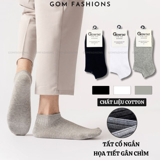 Vớ nam cổ ngắn GOMTAT hoạ tiết gân chìm, chất liệu cotton mềm mịn thoáng mát, thấm hút mồ hôi  -FIVE-TAY10-NGAN-1DOI