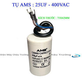Tụ 25uf nhựa - Tụ máy bơm 25UF - Tụ điều hoà 25UF (Loại vỏ trắng - Đài Loan - Loại tốt ) 400VAC - Tụ khởi động 25UF