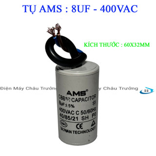 Tụ 8uf nhựa - Tụ điện 8UF - Tụ điều hoà 8UF (Loại vỏ trắng - Đài Loan - Loại tốt ) 400VAC - Tụ khởi động 8UF