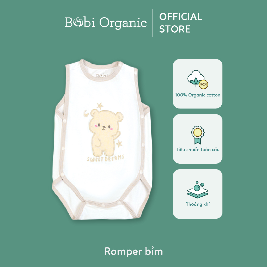 Quần áo trẻ em Bobicraft - Bộ đồ liền thân bodysuit Romper bỉm gấu cho bé trai bé gái - Cotton hữu cơ organic an toàn