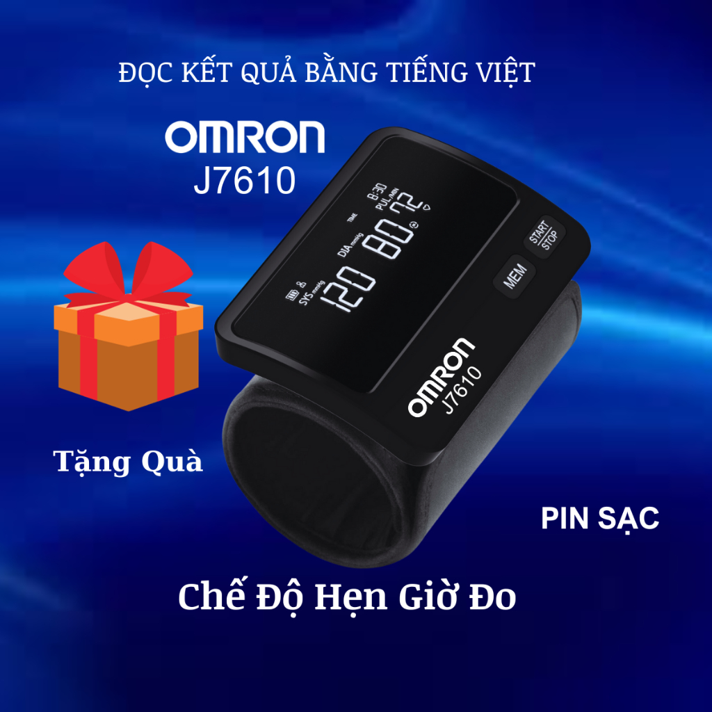 Máy đo huyết áp omron J7610 đọc kết quả bằng tiếng việt tặng cáp sạc USB