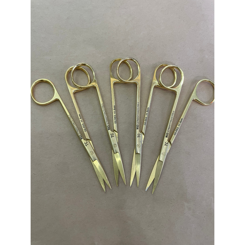 Kéo cắt chỉ Iriss y tế Tips TC bén cán vàng