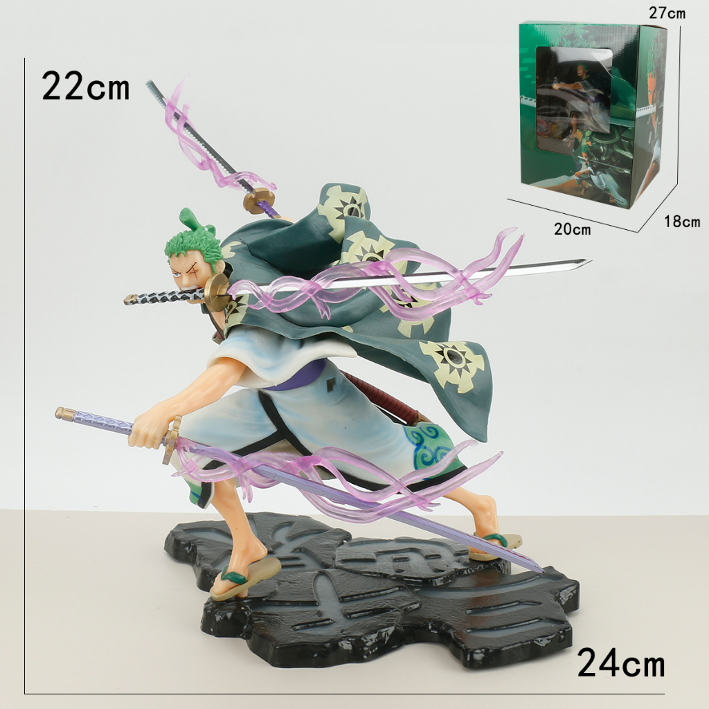 Mô Hình Zoro Wano Tam Kiếm, Truyện Tranh One Piece, Cao 22cm, Mô Hình Cao Cấp Để Bàn Decor Trang Trí,Bộ Sưu Tập Nhân Vật