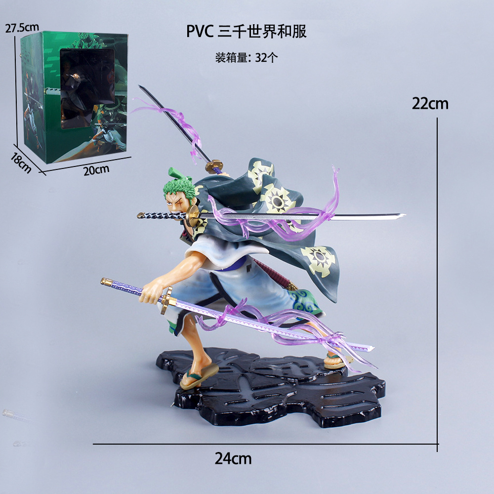 Mô Hình Zoro Wano Tam Kiếm, Truyện Tranh One Piece, Cao 22cm, Mô Hình Cao Cấp Để Bàn Decor Trang Trí,Bộ Sưu Tập Nhân Vật