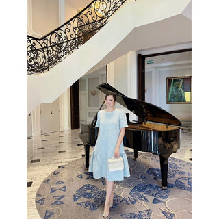 ĐẦM GẤM CỔ ĐÍNH HẠT - BIMI