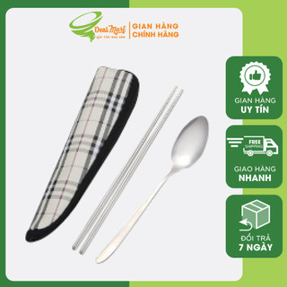 Bộ thìa đũa Inox kèm túi đựng tiện ích, Thìa đũa inox tiện lợi cho bữa ăn của bạn