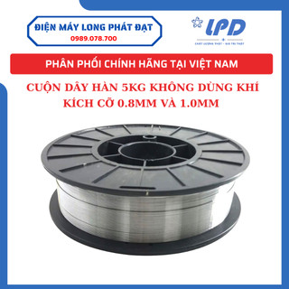 Cuộn dây hàn MIG không dùng khí 5kg - kích cỡ 0.8mm và 1.0mm -bộ 1 cuộn - 100% hàng chính hãng