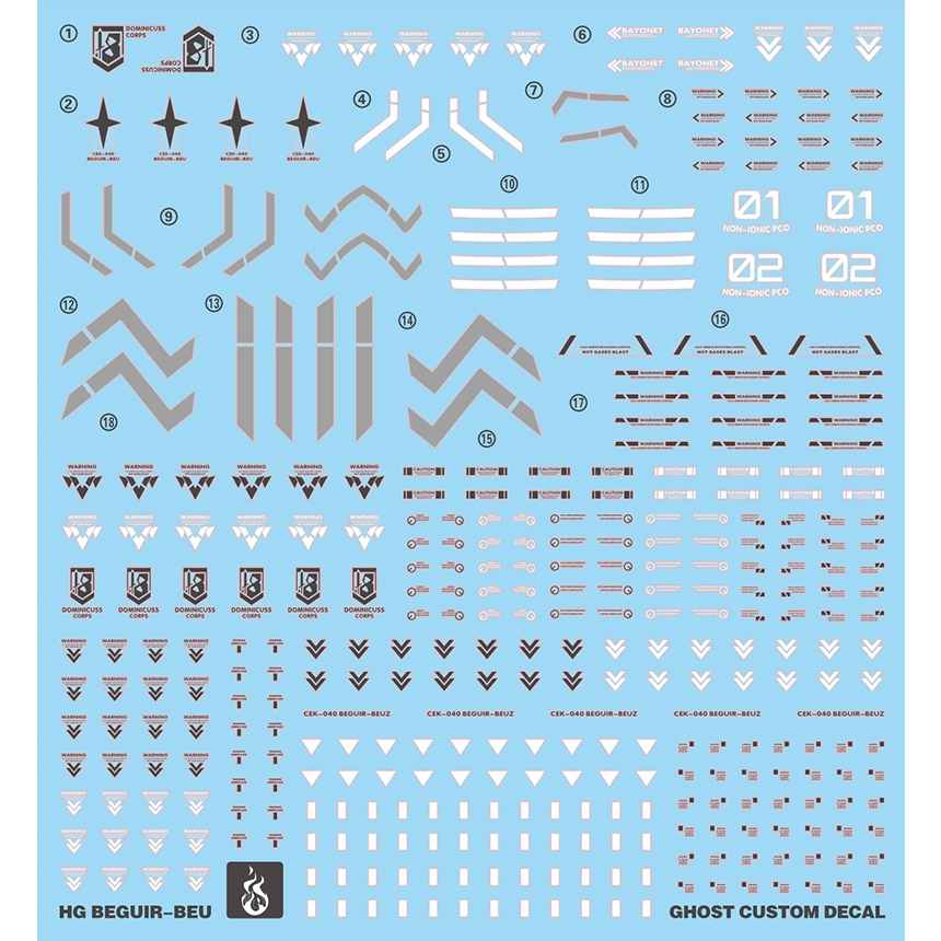 Decal nước cho mô hình lắp ráp HG Beguir-Beu / Michaelis / Beguir-Pente