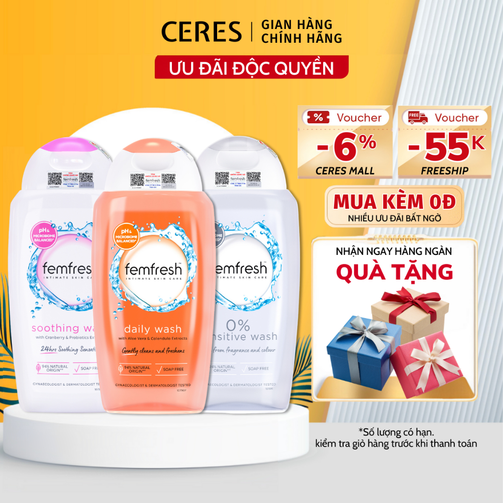 Dung Dịch Vệ Sinh Phụ Nữ Femfresh Daily Wash Intima Làm Thơm Giảm Mùi Hôi 250ml