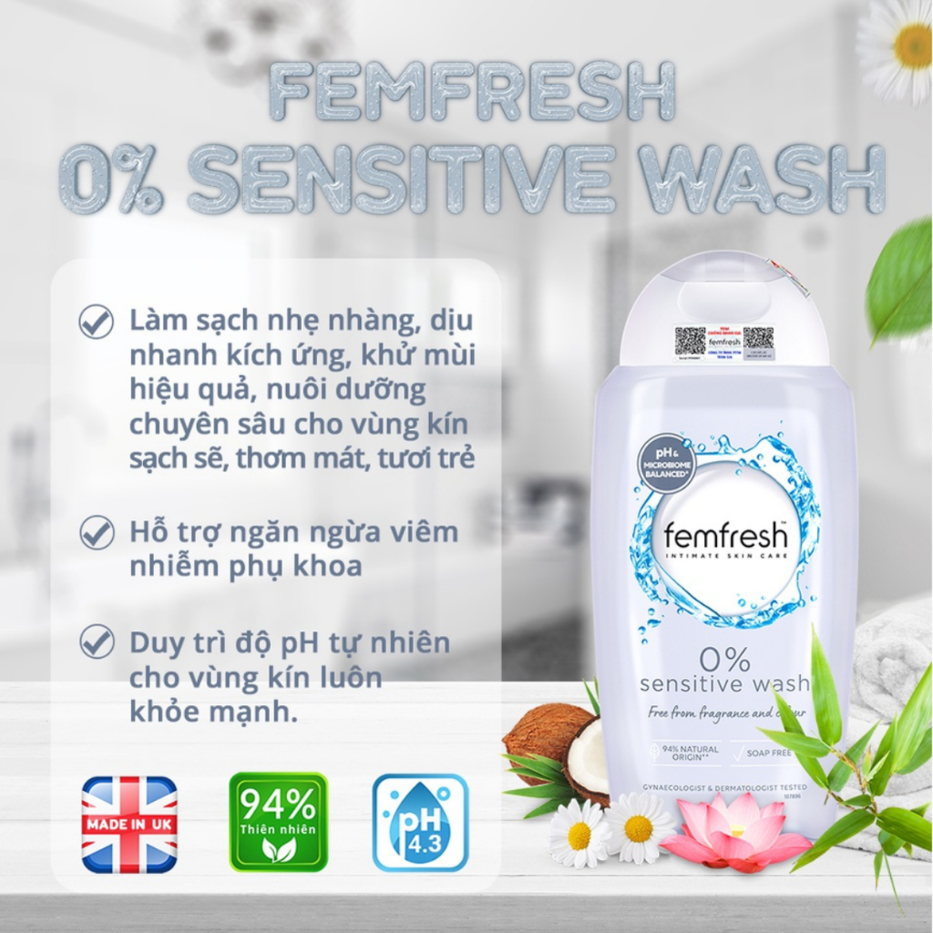 Dung Dịch Vệ Sinh Phụ Nữ Femfresh Daily Wash Intima Làm Thơm Giảm Mùi Hôi 250ml