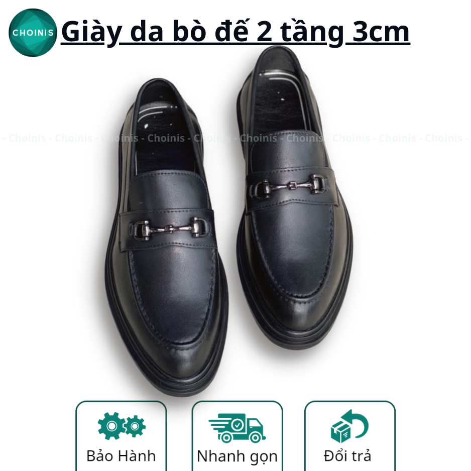 Giày da bò Nappa cao cấp thử lửa đế tăng chiều cao 3 cm choinis sang trọng trẻ trung size 38-43