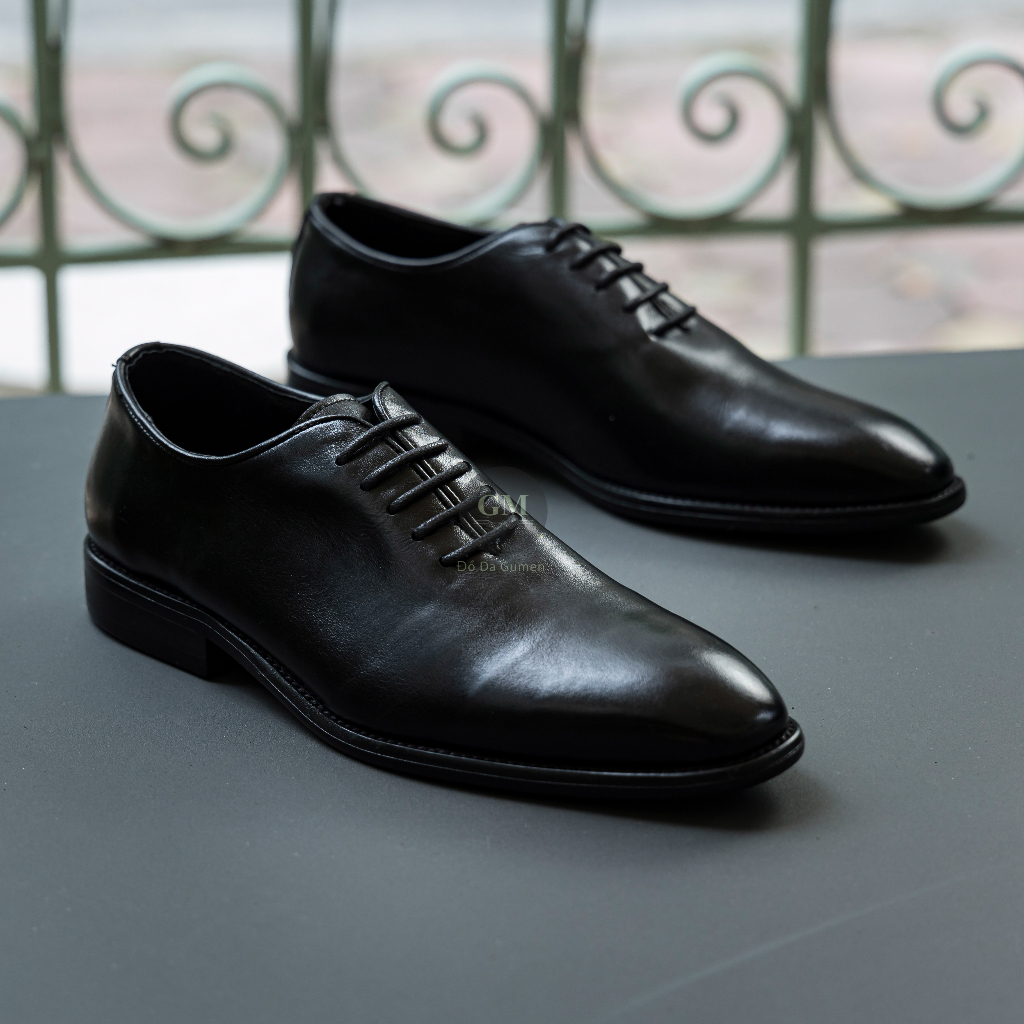 Giày Tây Công Sở Nam GUMEN OXFORD 8106 ĐEN Đi Làm BUỘC DÂY Da Bò NAPPA Mềm Mại Thoáng Khí Thời Trang Lịch Lãm