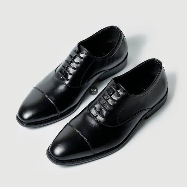 Giày Tây Cưới Công Sở Nam GUMEN OXFORD 368 ĐEN Da Bò NAPPA Cao Cấp Đế Phíp Giữ Phom Dáng