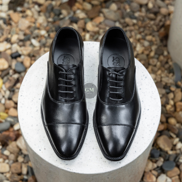 Giày Tây Cưới Công Sở Nam GUMEN OXFORD 368 ĐEN Da Bò NAPPA Cao Cấp Đế Phíp Giữ Phom Dáng