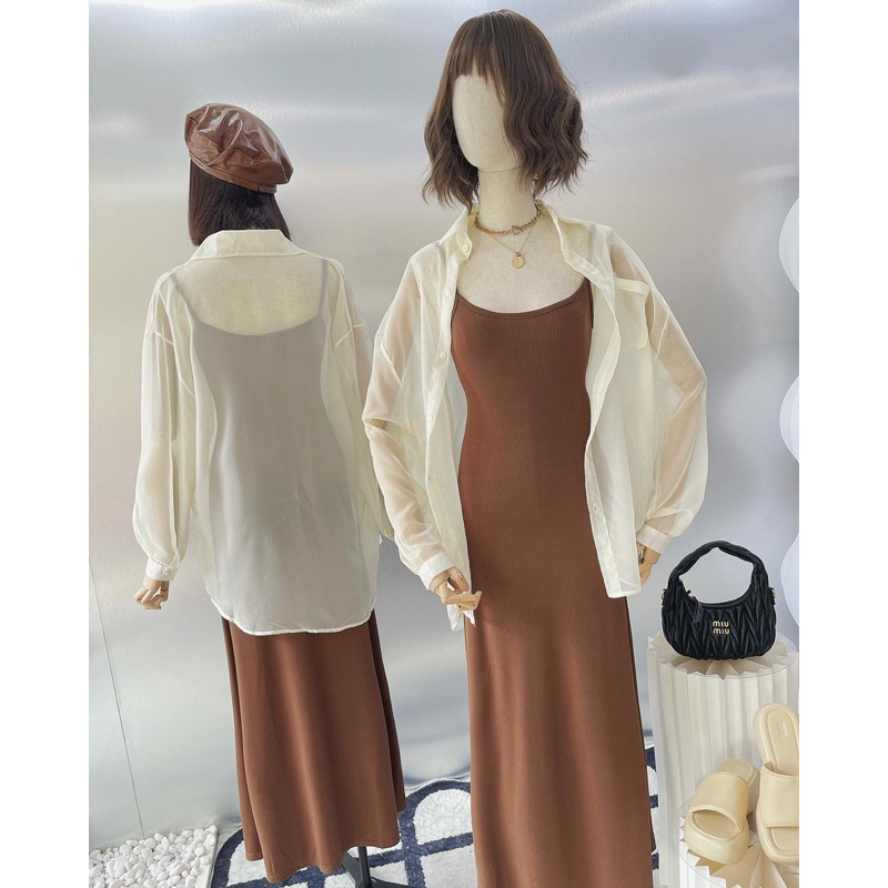 ĐẦM 2 DÂY + ÁO VOAN - K05044