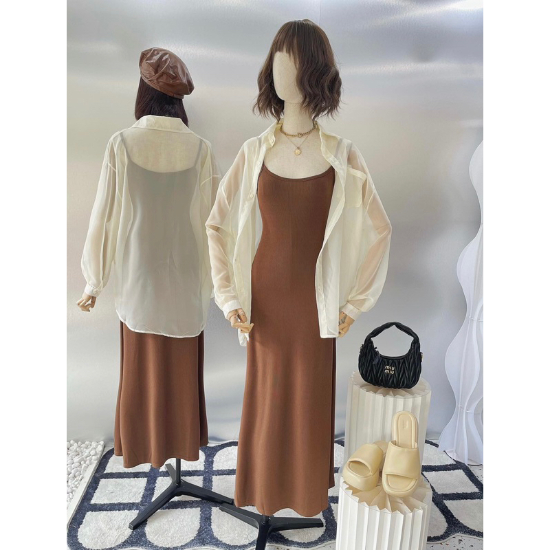 ĐẦM 2 DÂY + ÁO VOAN - K05044