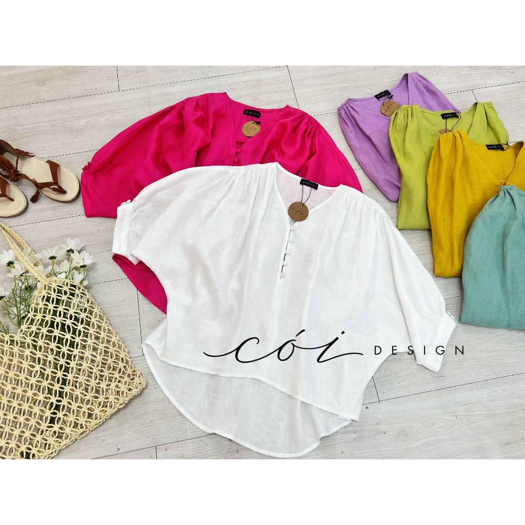 Áo nút bọc cổ V Cói Design