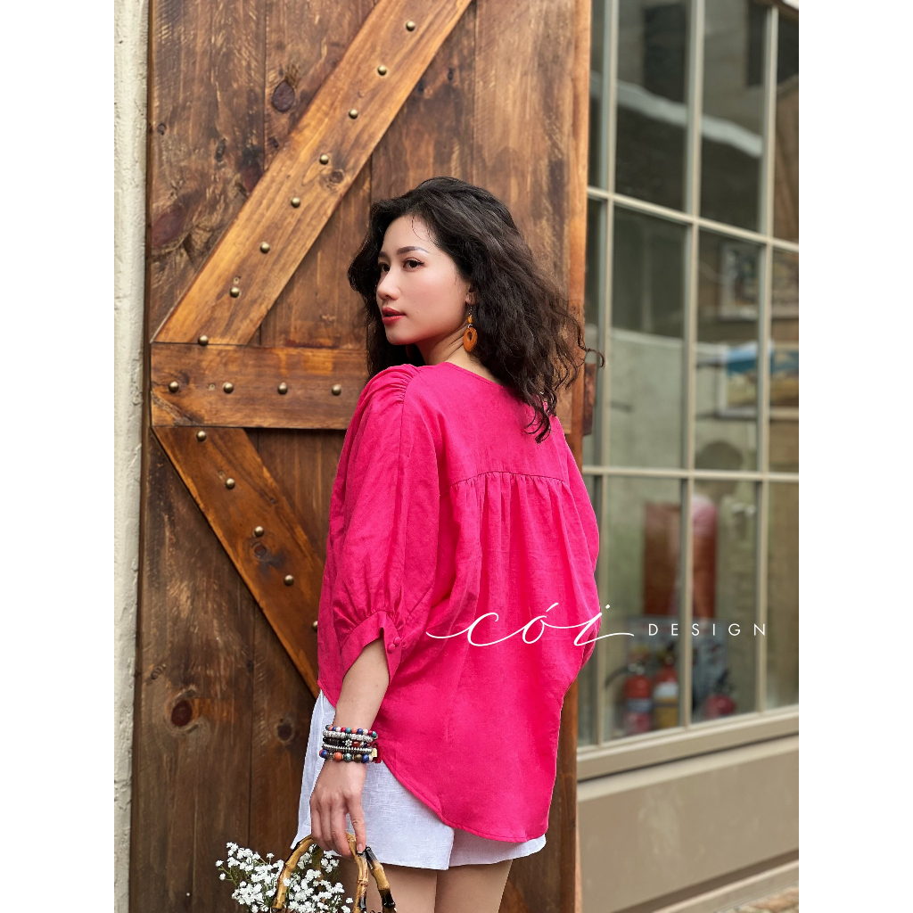 Áo nút bọc cổ V Cói Design