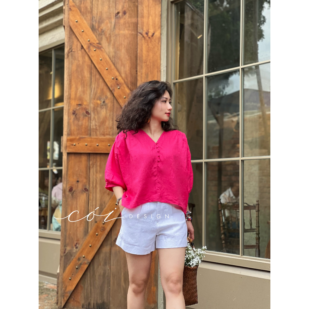 Áo nút bọc cổ V Cói Design