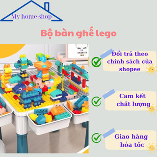 Bộ bàn ghế lego xếp hình lego cho bé loại to, đồ chơi cho bé đa năng, bộ xếp hình 340 và 610 chi tiết_ my home shop
