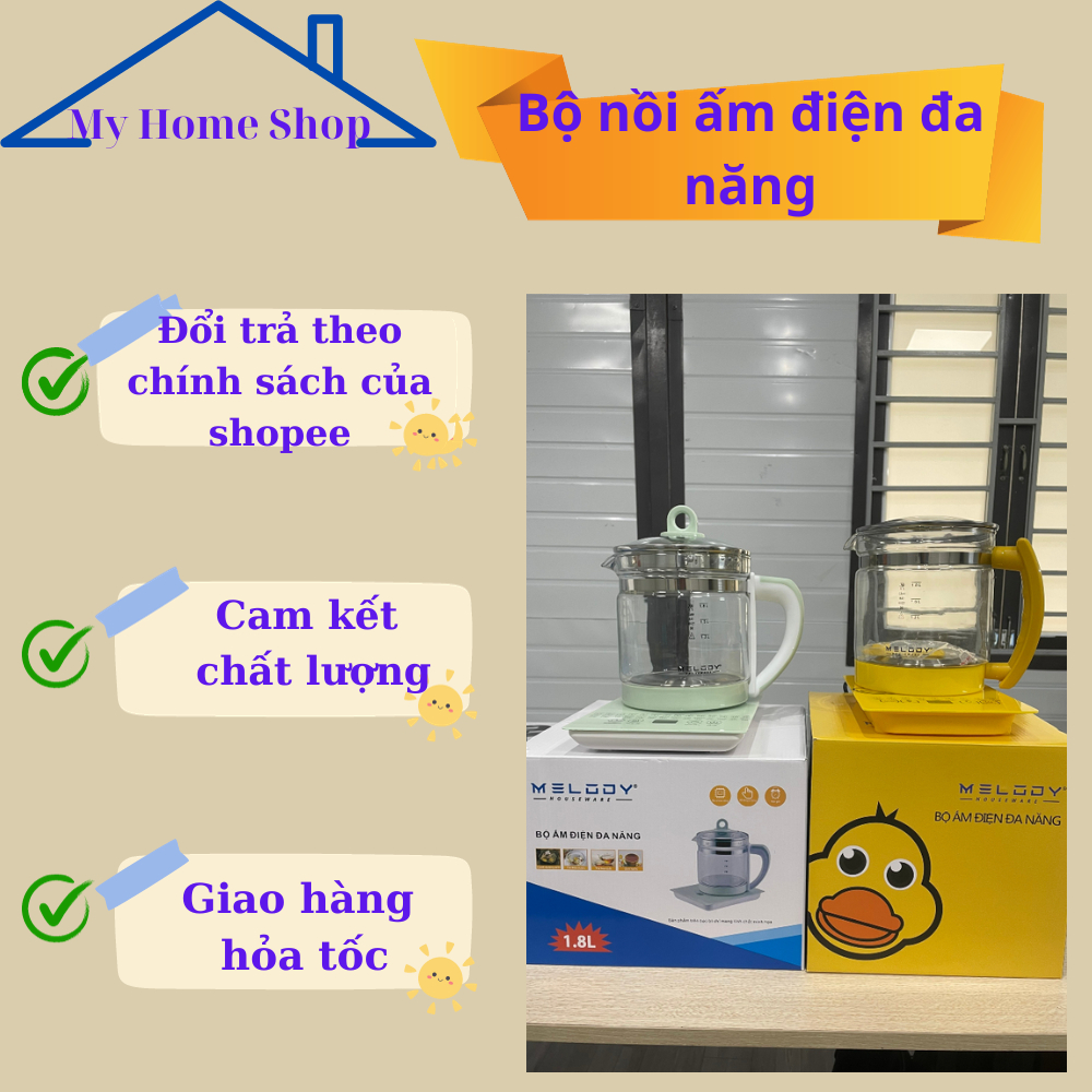 ấm điện đa năng thương hiệu Melody dunh tích 1,8l bảo hành 12 tháng-MY HOME SHOP