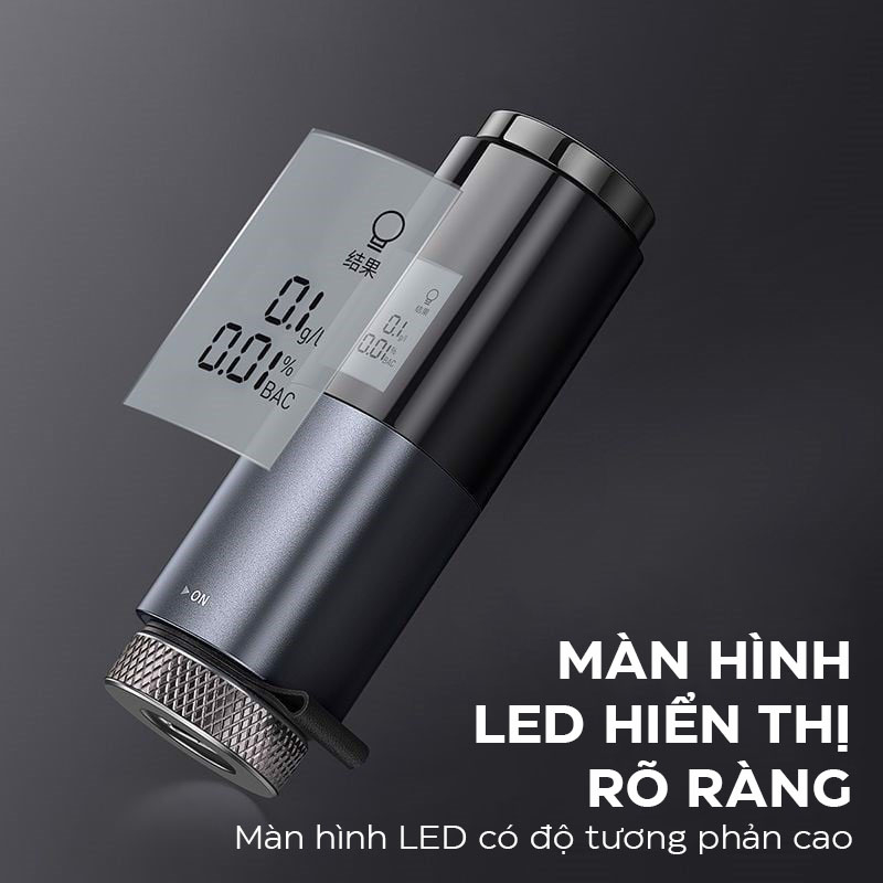 Máy đo nồng độ cồn Baseus Digital Alcohol Tester, cho kết quả sau 20s, pin trâu, có âm thanh và đèn báo kết quả