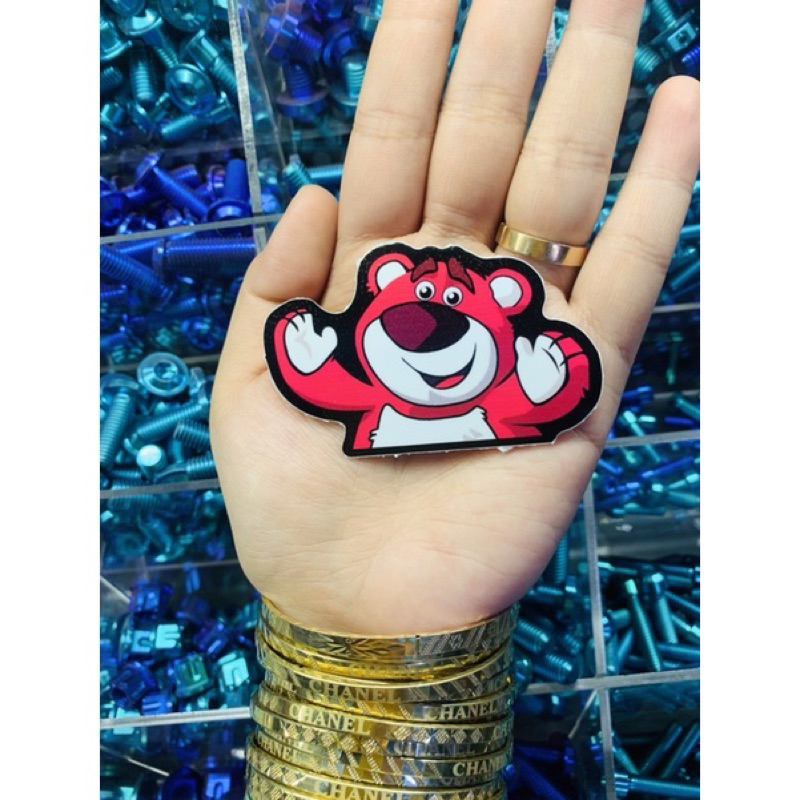 TEM GẤU DÂU LOTSO DỄ THƯƠNG CUTE DÁN XE DECAL