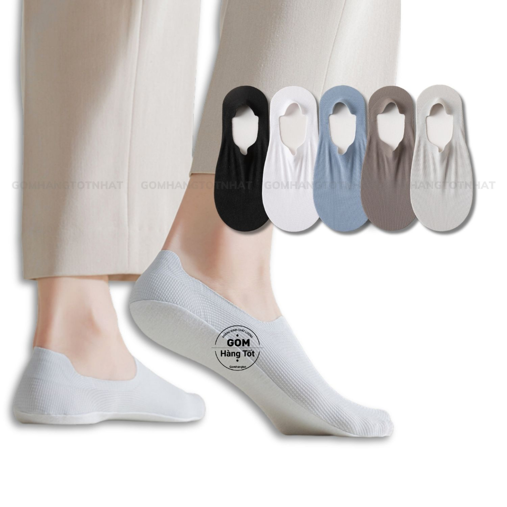Vớ lười nam trơn màu cao cấp, tất nam đi giày lười chất liệu cotton thoáng khí hút ẩm khử mùi - HNA-OYU-1501-1DOI