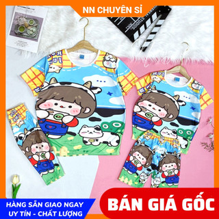 Đồ bộ thun quần Lửng mẹ và bé size đến 70kg chất thun mềm mát in hoạt hình chibi doremon dễ thương Bộ thun in 3D DBRBL