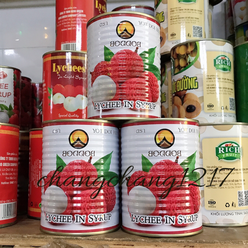 Vải Thiều Ngâm Đóng Lon BODDOB Lon 565gr