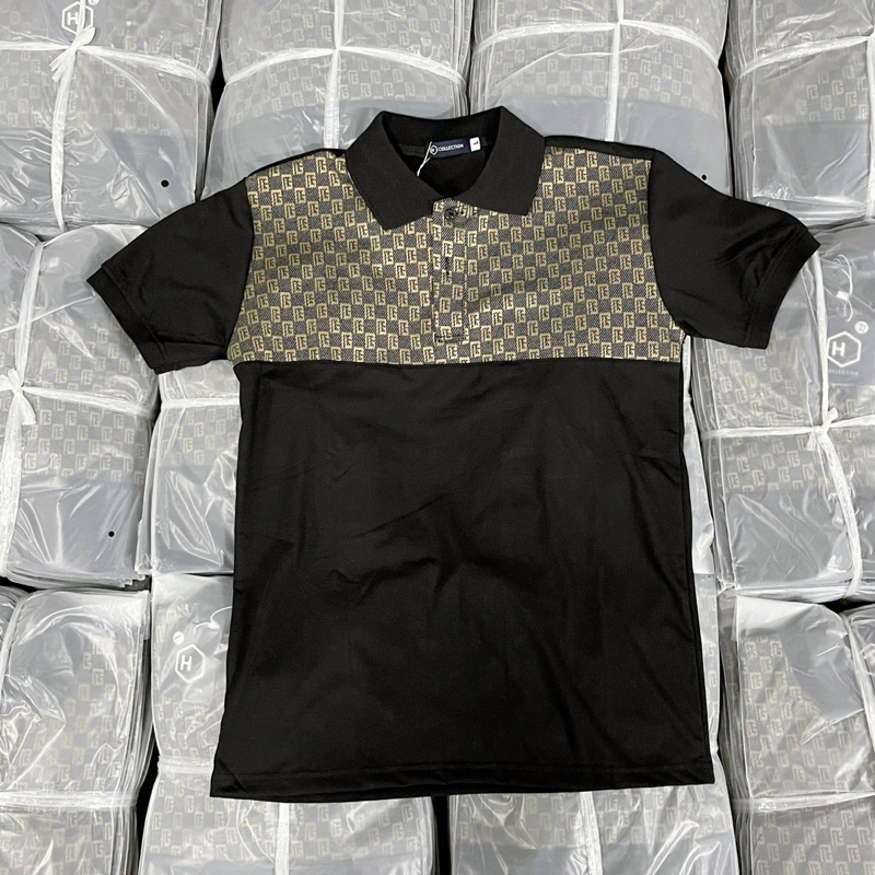 Áo polo nam tay ngắn áo thun nam có cổ in hình LV vải cotton cao cấp không xù lông form chuẩn mầu đen trắng thun lạnh