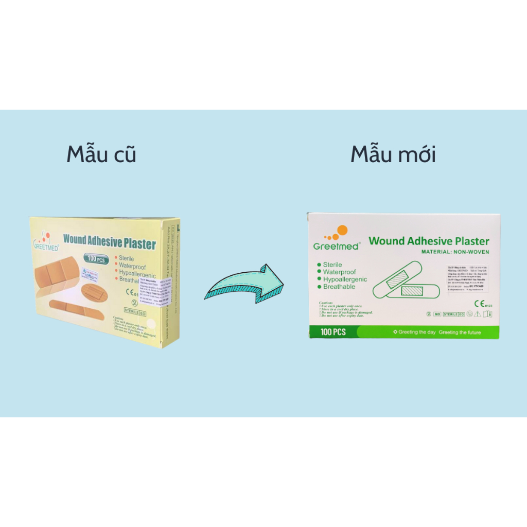 Băng cá nhân GREETMED 72 x 19mm hộp 100 miếng Tâm Thiện Chí