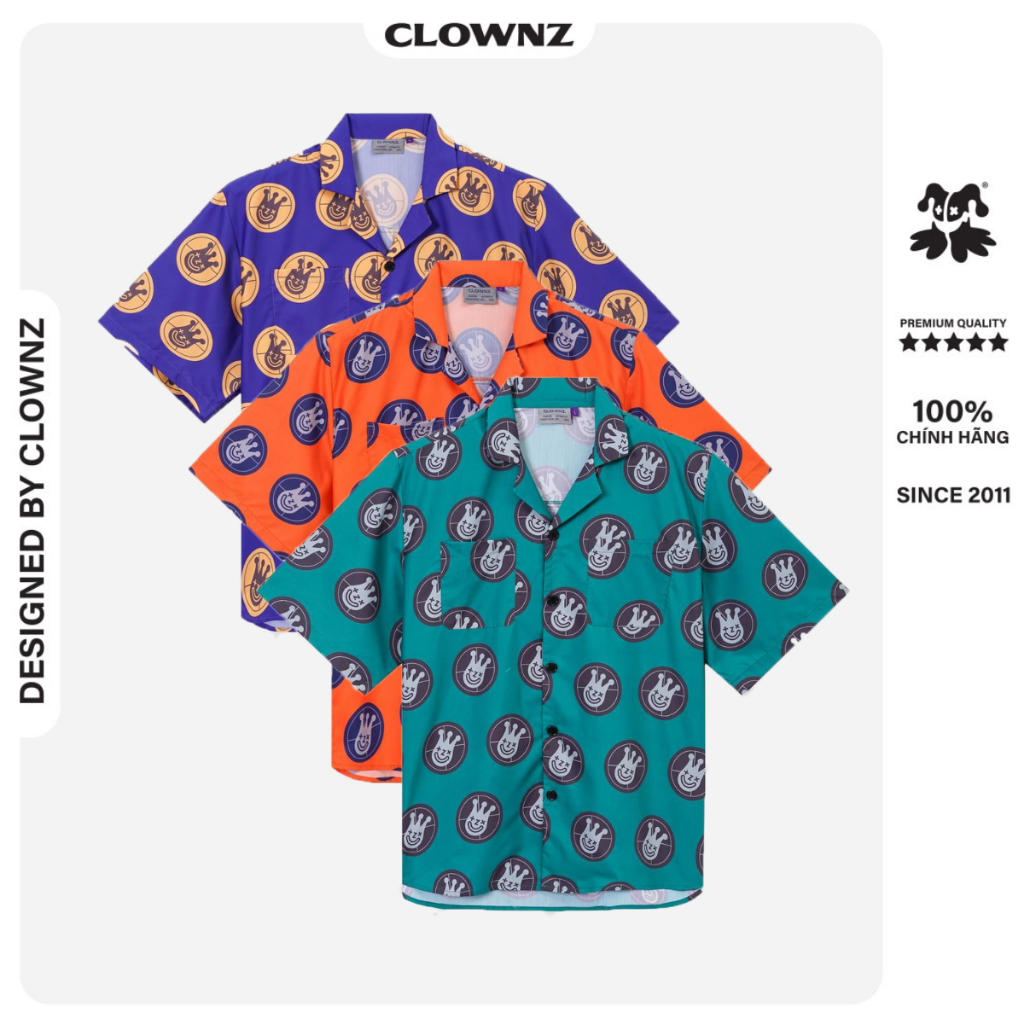 Áo sơ mi ngắn tay local brand Clownz Headshot Short unisex nam nữ form rộng