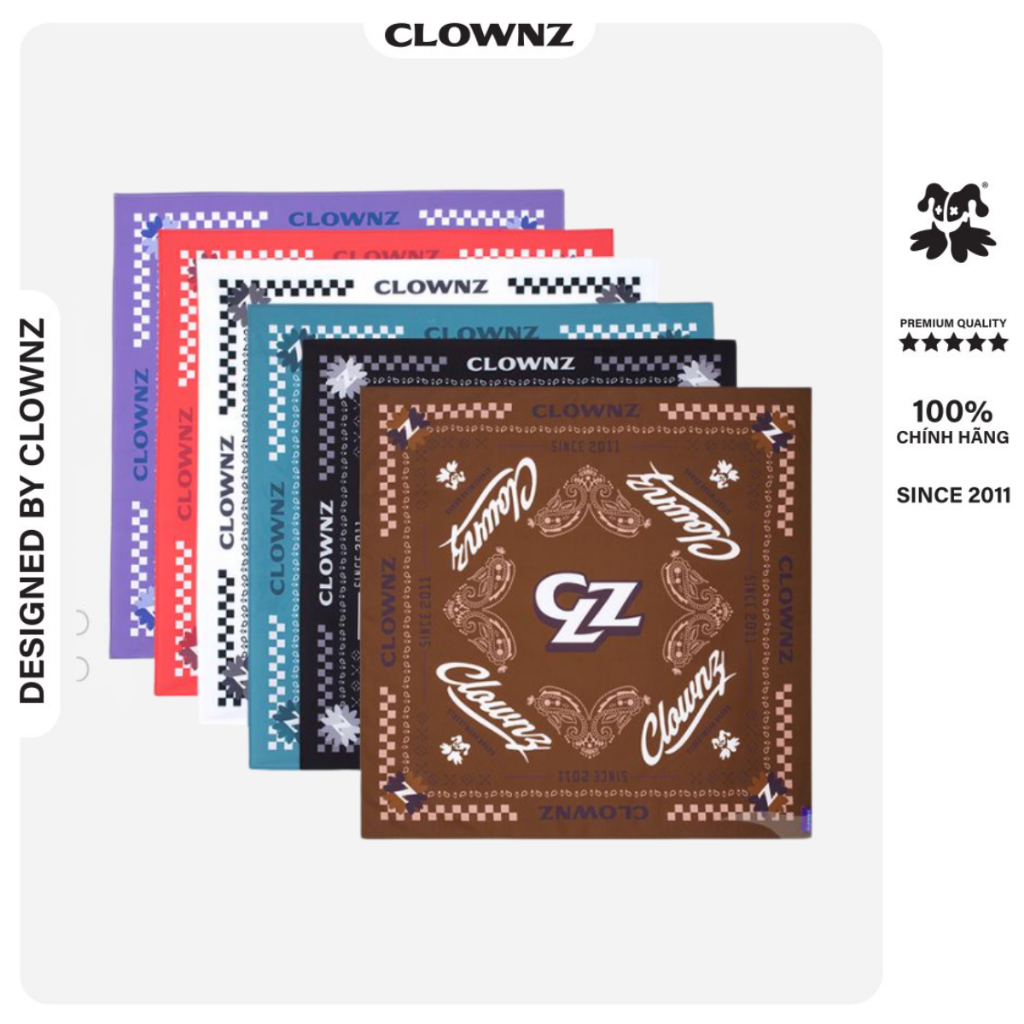 Khăn vuông bandana local brand Clownz V2, nhiều màu