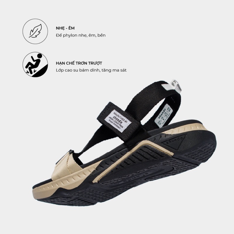 Giày Sandal Nam Nữ SHONDO F7 Racing Màu Đen Be F7R1125