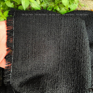 Vải dạ tweed đen tuyền