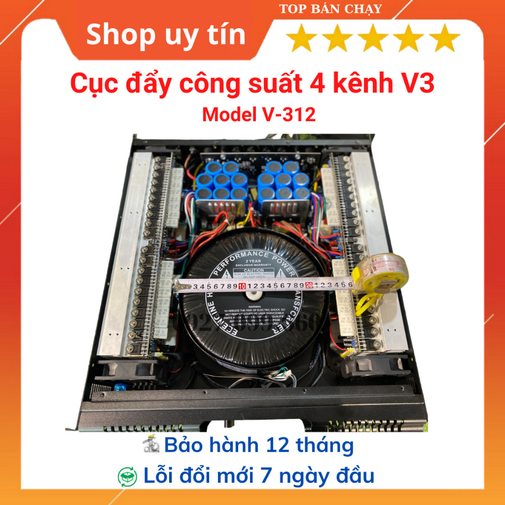 Cục đẩy công suất 4 kênh V3 Model V312 Và V380 công suất 1200W/Kênh. Dùng cho gia đình,phòng hát,sự kiện.BH 12 tháng.