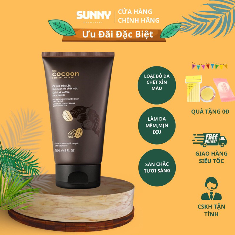 Tẩy da chết mặt cà phê Đắk Lắk Cocoon cho làn da mềm mại & rạng rỡ 150ml