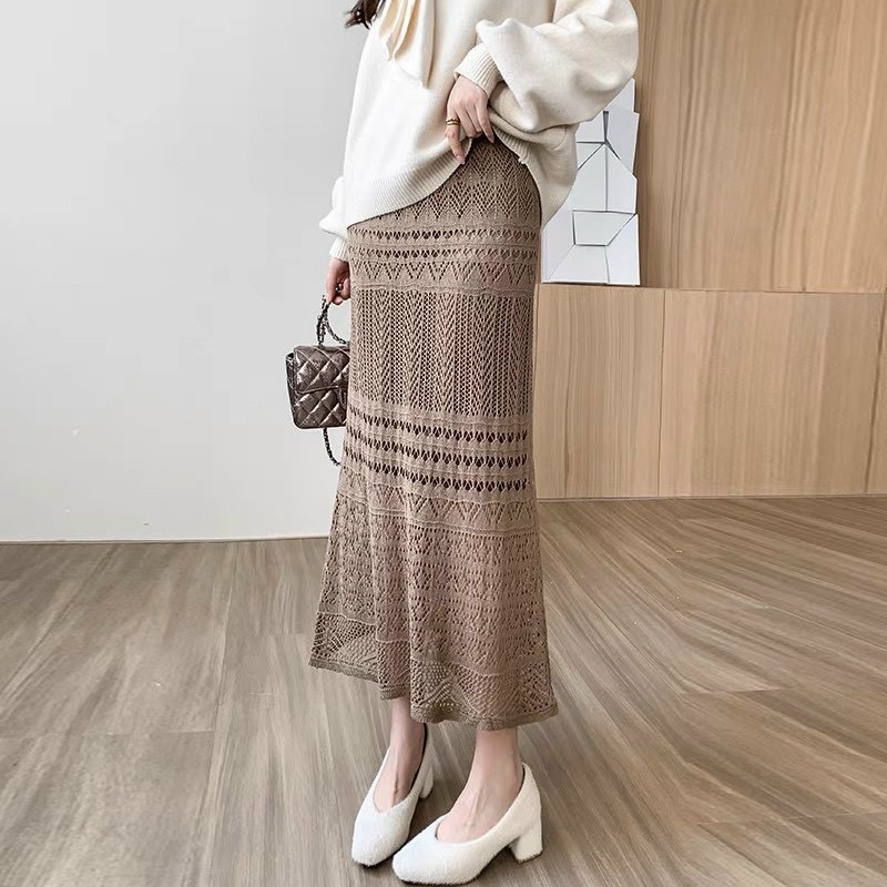 Chân váy len ren dáng dài,hàng 2 lớp Quảng Châu