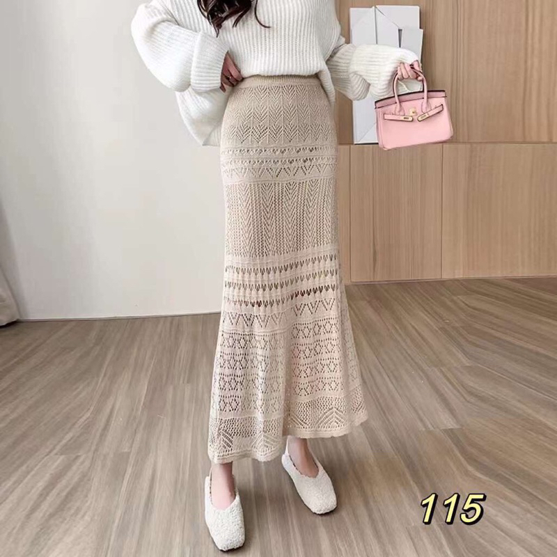 Chân váy len ren dáng dài,hàng 2 lớp Quảng Châu