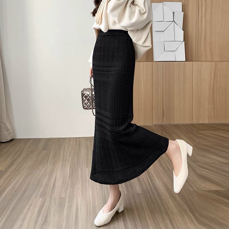 Chân váy len ren dáng dài,hàng 2 lớp Quảng Châu